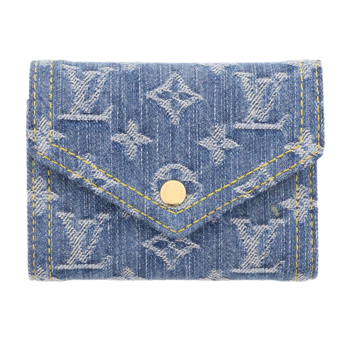 LOUIS VUITTON ルイ・ヴィトン ポルトフォイユ ヴィクトリーヌ  デニム 三つ折り財布 M13212 モノグラムデニム レザー ブルー ネイビー  レディース【中古】