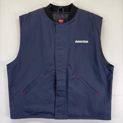 古着 レッドキャップ RED KAP ダック ベスト 中綿 大きいサイズ ボタン ワーク 作業着 ワンポイントロゴ 2XL ネイビー メンズ