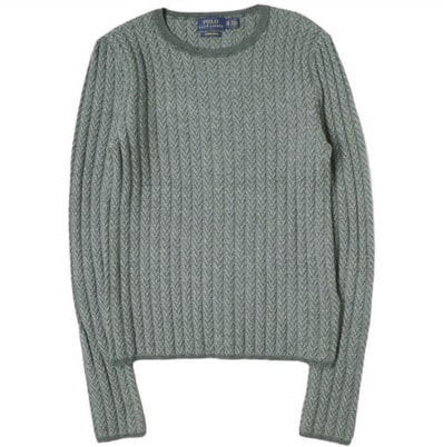 POLO RALPH LAUREN ポロ・ラルフローレン リブドウールヘリンボーンセーター 中村アン着用モデル 211815101001 XS グレー セーター クルーネックニット 定価47,300円 トップス g20352