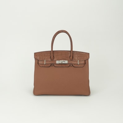 エルメス HERMES バーキン30タッチ バーキン 30 タッチ バッグ トートバッグ トゴ アリゲーターマット ゴールド Gold ブラウン Brown 茶 シルバー金具 ハンドバッグ エキゾチック クロコダイル