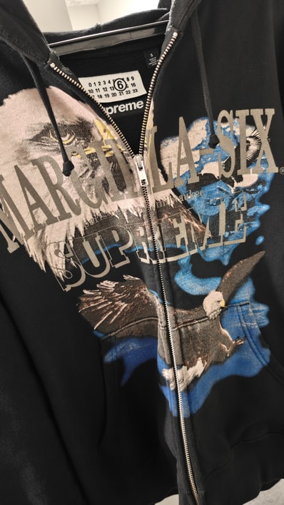 Supreme x MM6 Maison Margiela Eagle Zip Up Hooded Sweatshirt "Black"