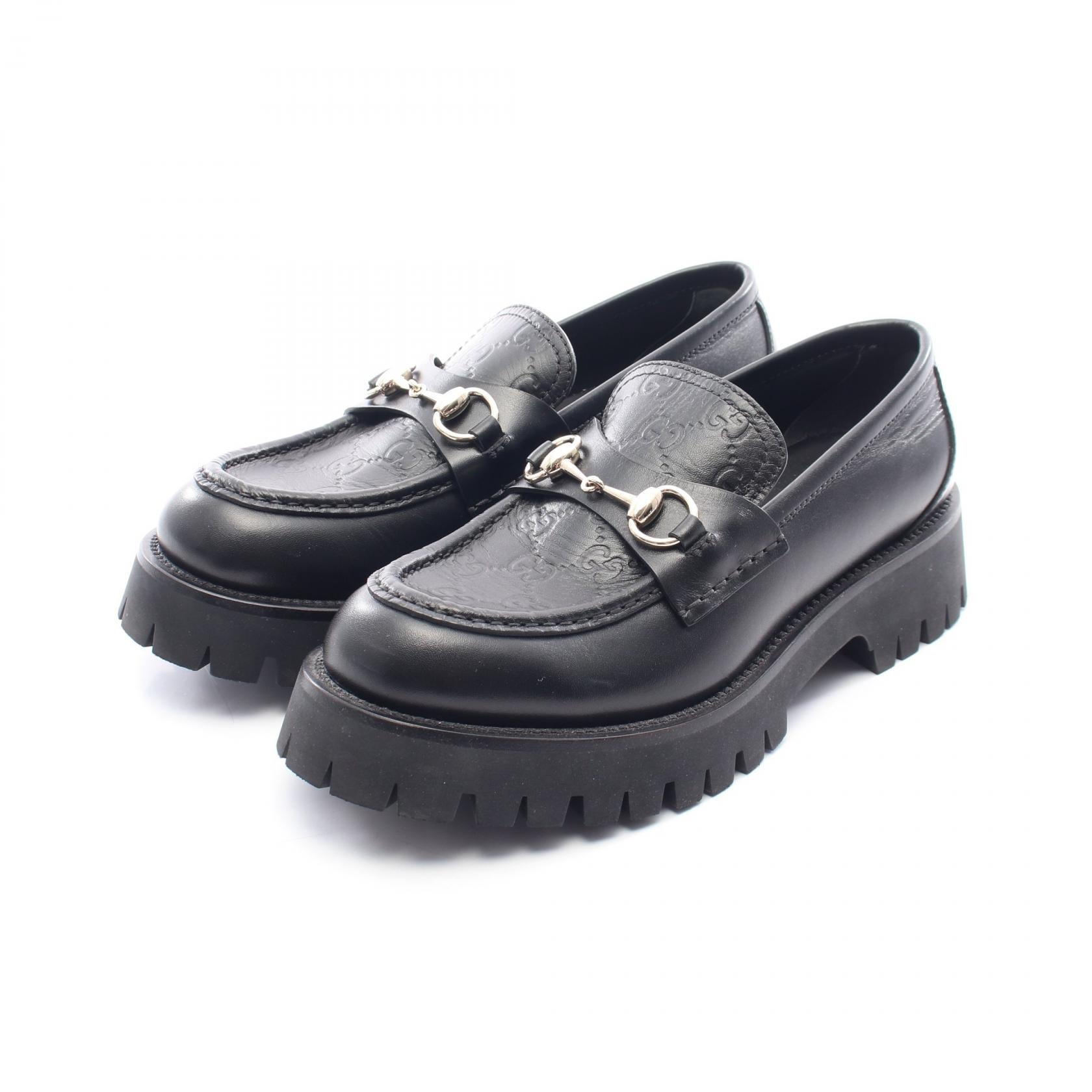グッチ GUCCI グッチシマ ホースビット ローファー 靴 レザー レディース ブラック系 817306 【中古】