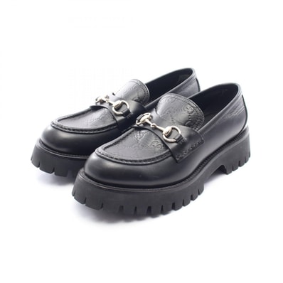 グッチ GUCCI グッチシマ ホースビット ローファー 靴 レザー レディース ブラック系 817306 【中古】