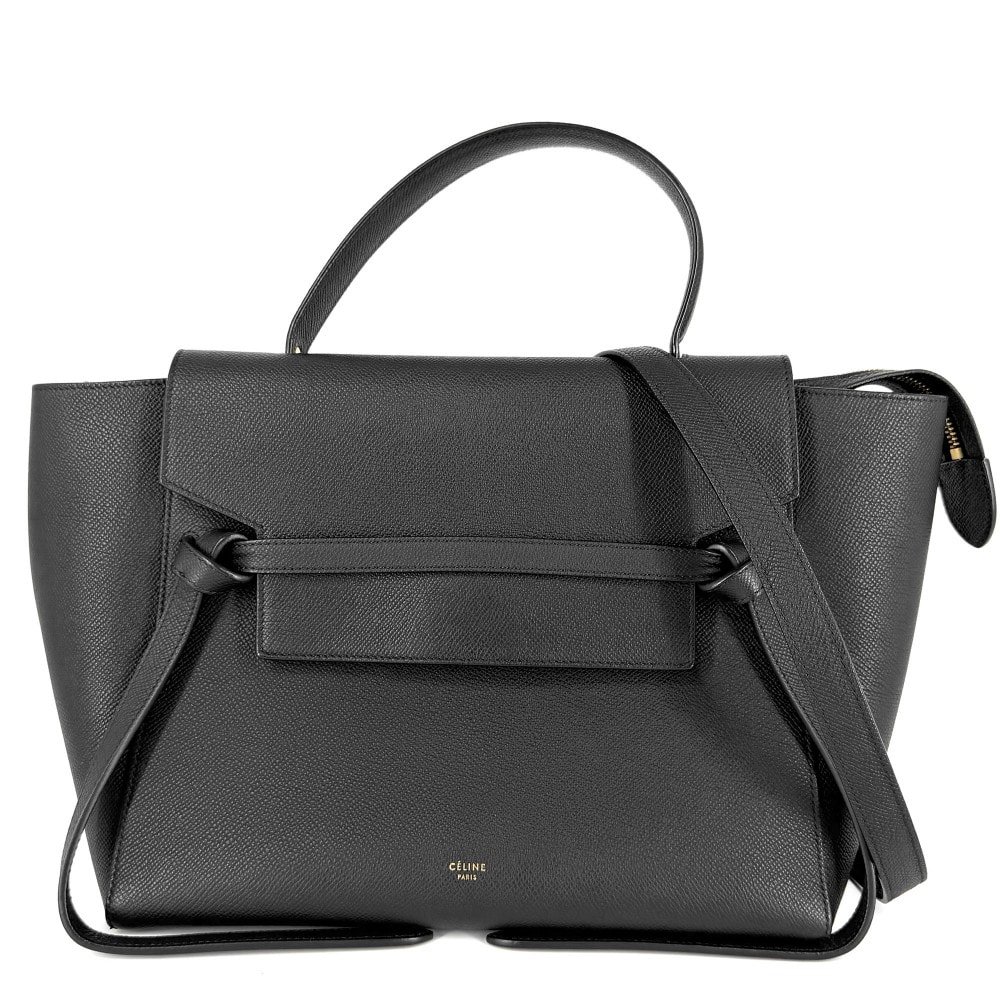 CELINE セリーヌ 2WAY ベルトバッグ ハンドバッグ ショルダーバッグ 肩掛け レザー    ブラック 黒 ゴールド金具 レディース【中古品】