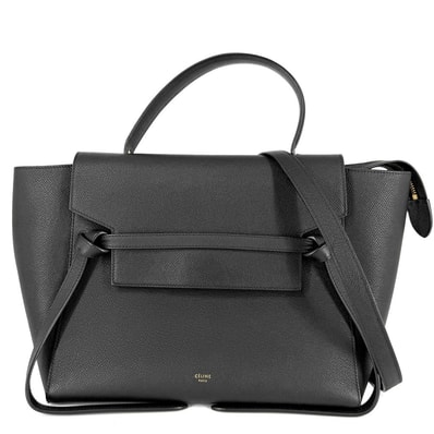 CELINE セリーヌ 2WAY ベルトバッグ ハンドバッグ ショルダーバッグ 肩掛け レザー ブラック 黒 ゴールド金具 レディース【中古品】