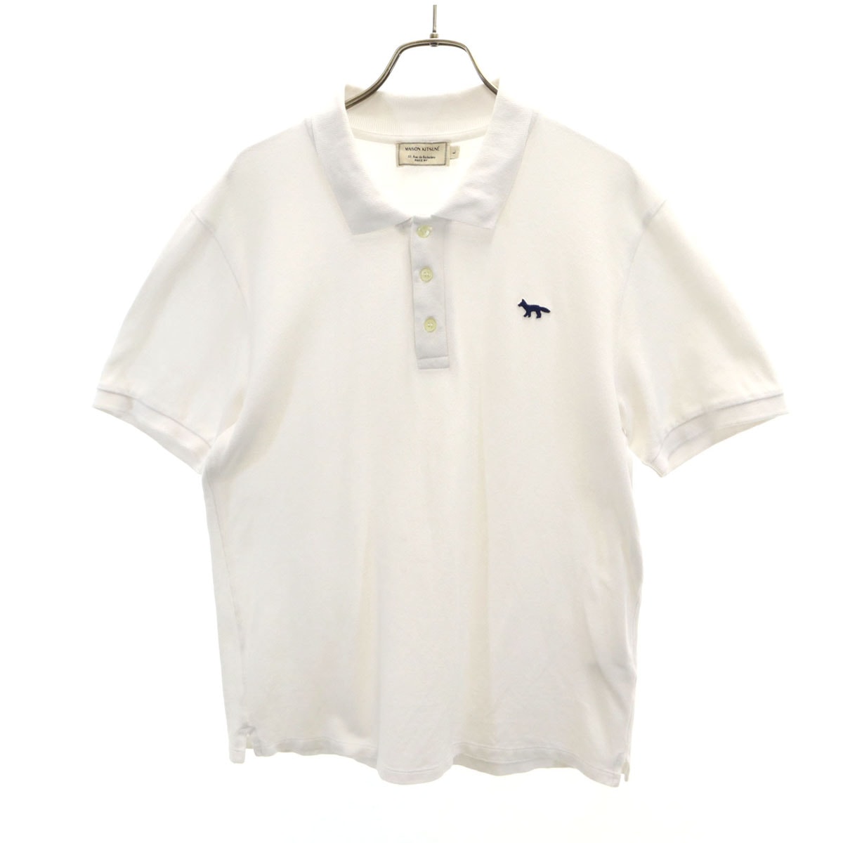 MAISON KITSUNE メゾンキツネ ポルトガル製 半袖 ポロシャツ L ホワイト 鹿の子