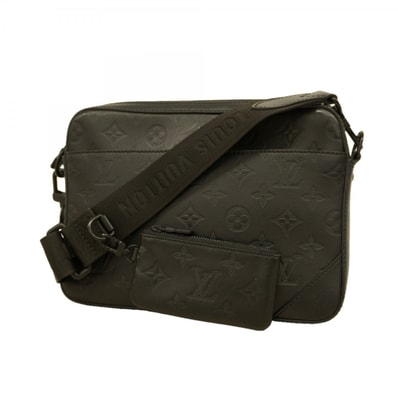 【6dc2993】ルイヴィトン ショルダーバッグ モノグラム・シャドウ デュオメッセンジャー M69827 ブラック【中古】メンズ