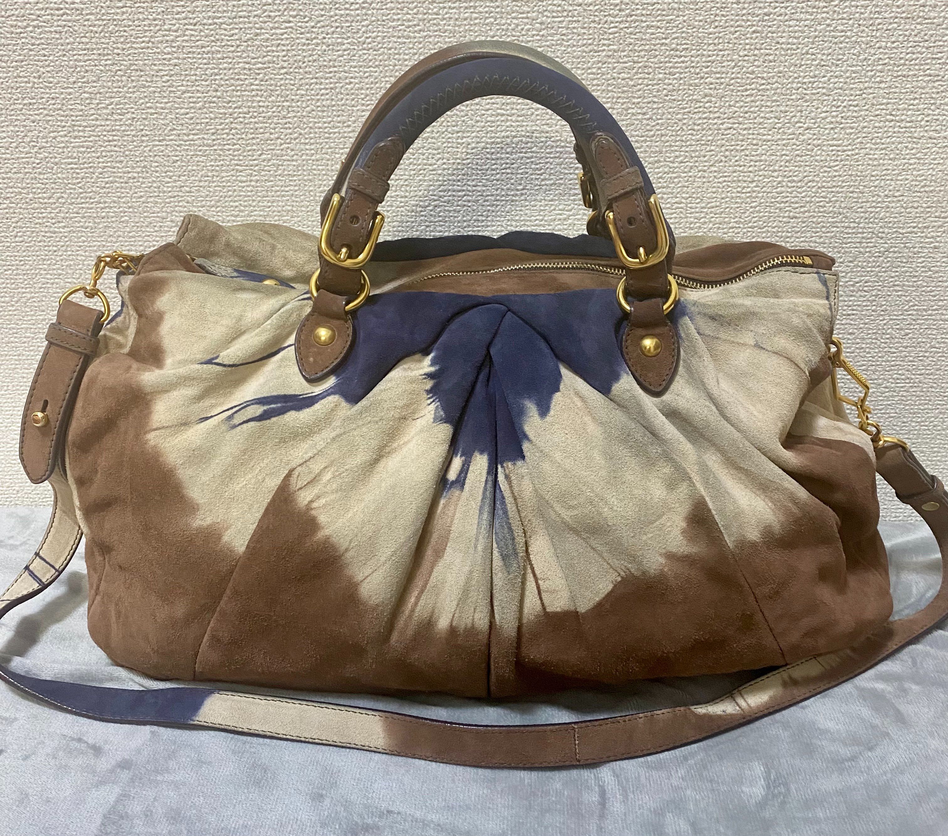 ミュウミュウmiumiuスエードハンドバッグ ショルダー 斜め掛け タイダイ