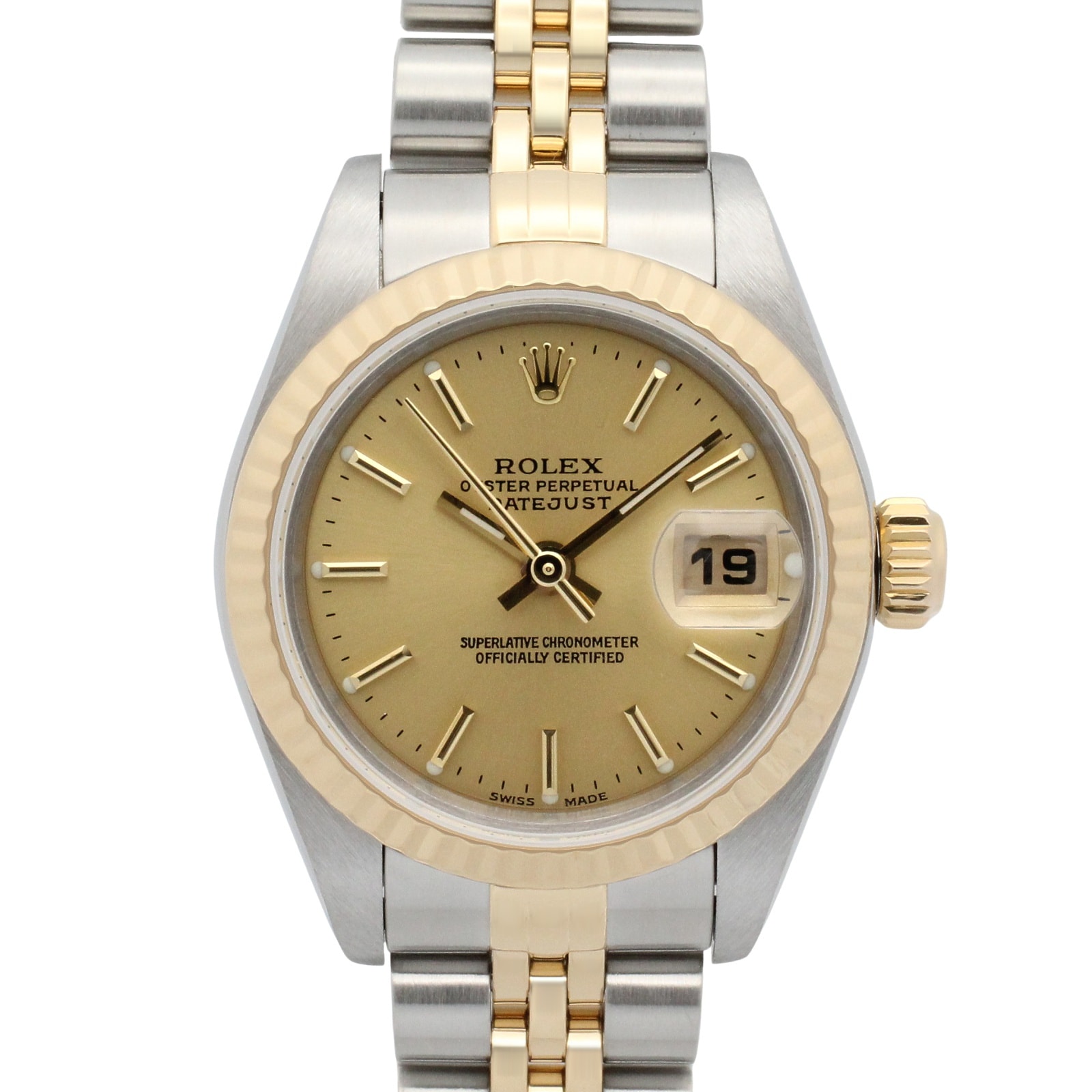 ロレックス ROLEX デイトジャスト Y番 腕時計 時計 K18(イエローゴールド) ステンレススチール レディース ゴールド系 シャンパン/バー 79173 【中古】