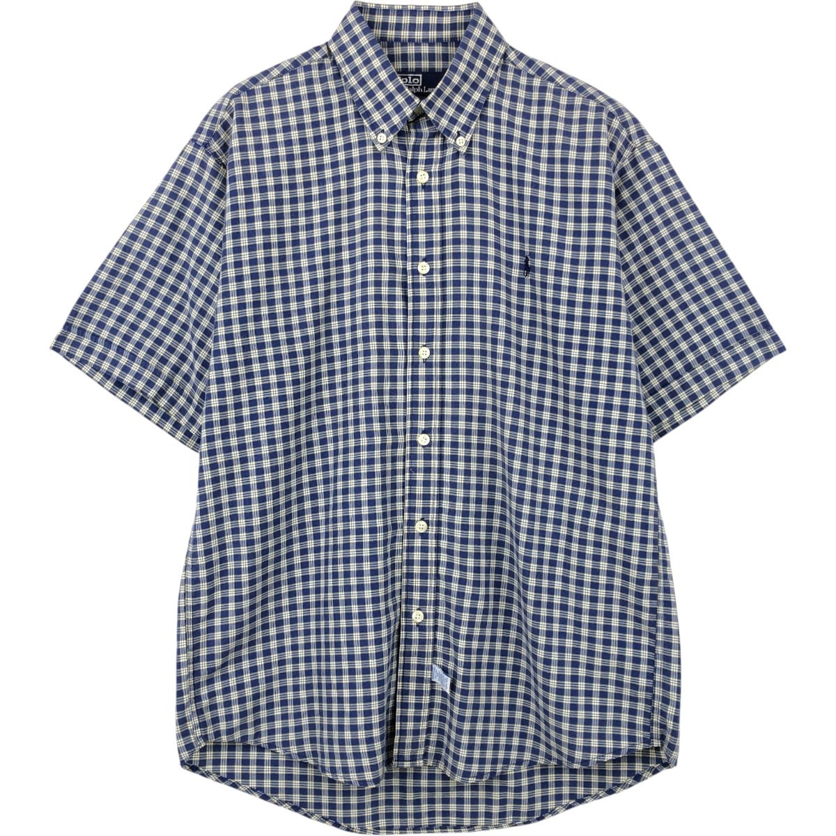 古着 90年代 ラルフローレン Ralph Lauren POLO by Ralph Lauren 半袖 ボタンダウン チェックシャツ USA製 メンズM相当 ヴィンテージ/eaa660938