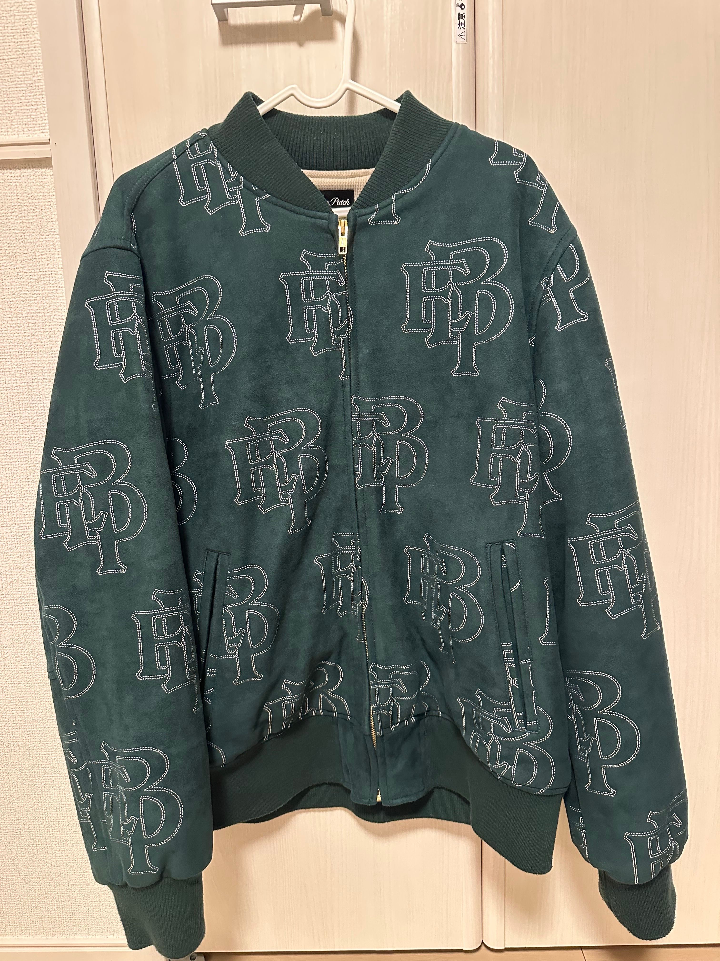 BlackEyePatch PATTERN EMBROIDERED FAKE SUEDE BLOUSON "Green"