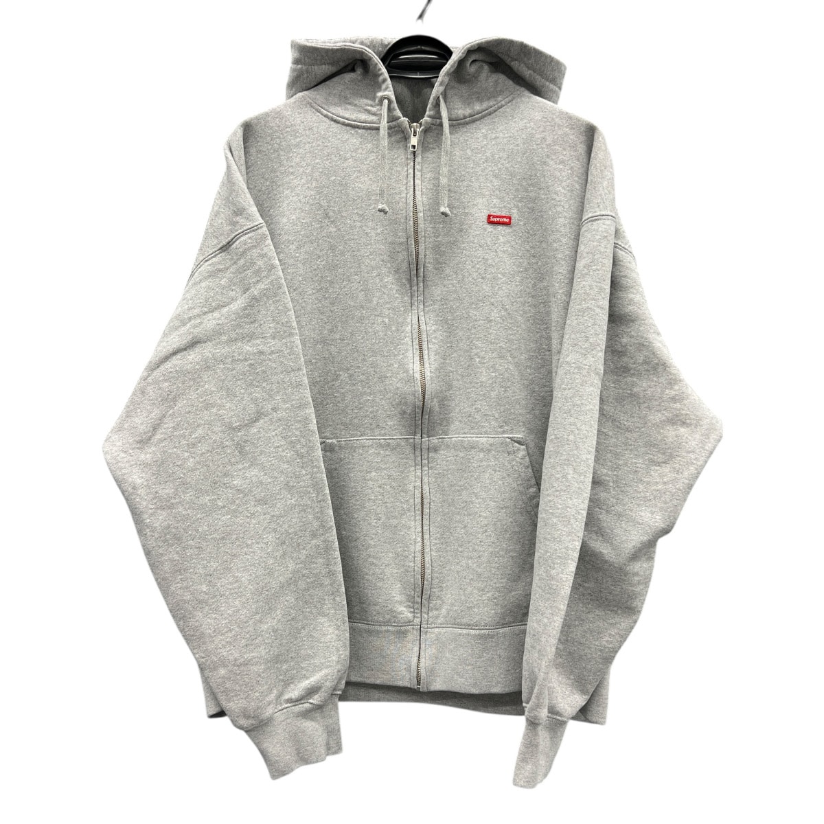 SUPREME 極美品 シュプリーム Small Box Zip Up Hooded Sweatshirt スモールボックスロゴ ジップアップ フーデッド スウェットシャツ グレー #XL ロゴ パーカー フーディ Aランク 中古 鑑定済 シュプリームパーカー