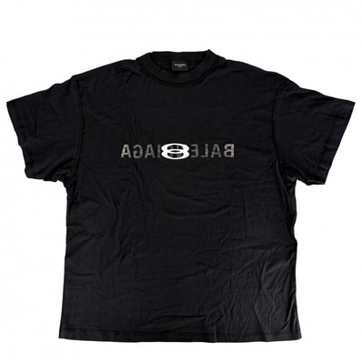BALENCIAGA バレンシアガ 半袖Tシャツ ロゴプリント クルーネックTシャツ アパレル トップス 服 インサイドアウト L ブラック 黒 コットン メンズ【中古品】