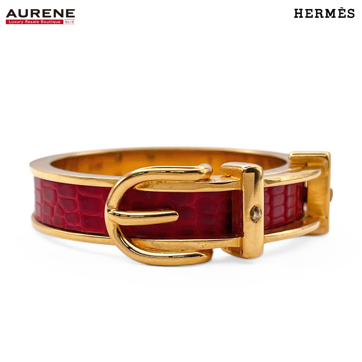 HERMES エルメス サンチュール スカーフリング
ベルトモチーフ メタル リアルレザー ゴールド レディース
【中古】