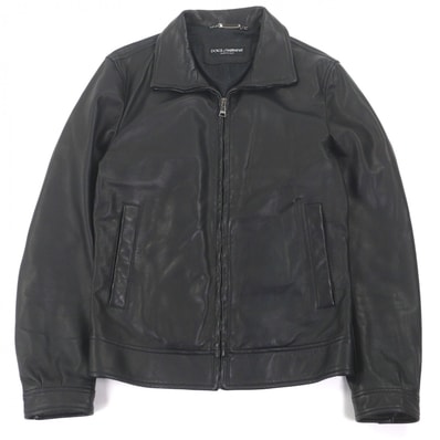 極美品 ドルチェ&ガッバーナ レザージャケット ブラック メンズ 44