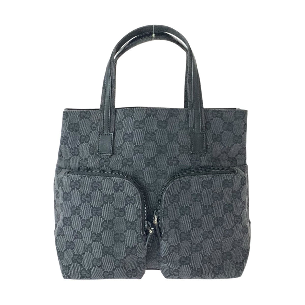 GUCCI グッチ ブラック 黒 シルバー金具 GGキャンバス レザー/ ハンドバッグ トートバッグ 601360 【中古】
