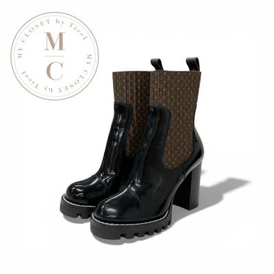 ルイヴィトン LOUIS VUITTON スタートレイルライン モノグラム ブーツ ショートブーツ 靴 シューズ レザー ブラック ブラウン サイドゴア アンクルブーツ