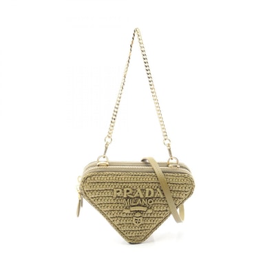 プラダ PRADA MINI CONTENITORI 2WAY ハンドバッグ バッグ レザー ラフィア レディース カーキ系 1NR015 【中古】