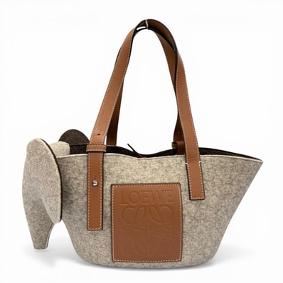 極美品 ロエベ ハンドバッグ グレー レディース