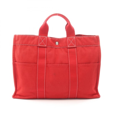 エルメス HERMES サックドーヴィルMM トートバッグ バッグ キャンバス レディース レッド系 【中古】