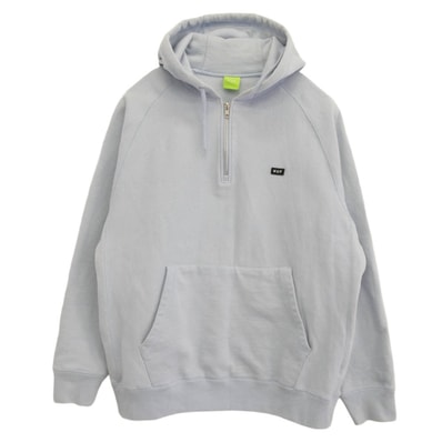 HUF ハフ パーカー ハーフジップ ロゴ スウェット パーカー ライトブルー系 XL【中古】