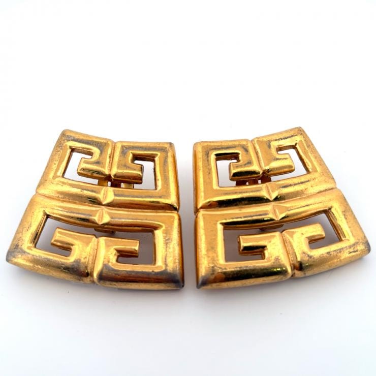 Givenchy ゴールドメッキ ロゴ イヤリング ヴィンテージ 鑑定済み 正規品 ジバンシー