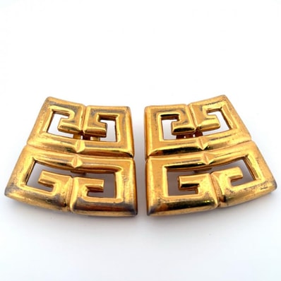 Givenchy ゴールドメッキ ロゴ イヤリング ヴィンテージ 鑑定済み 正規品 ジバンシー
