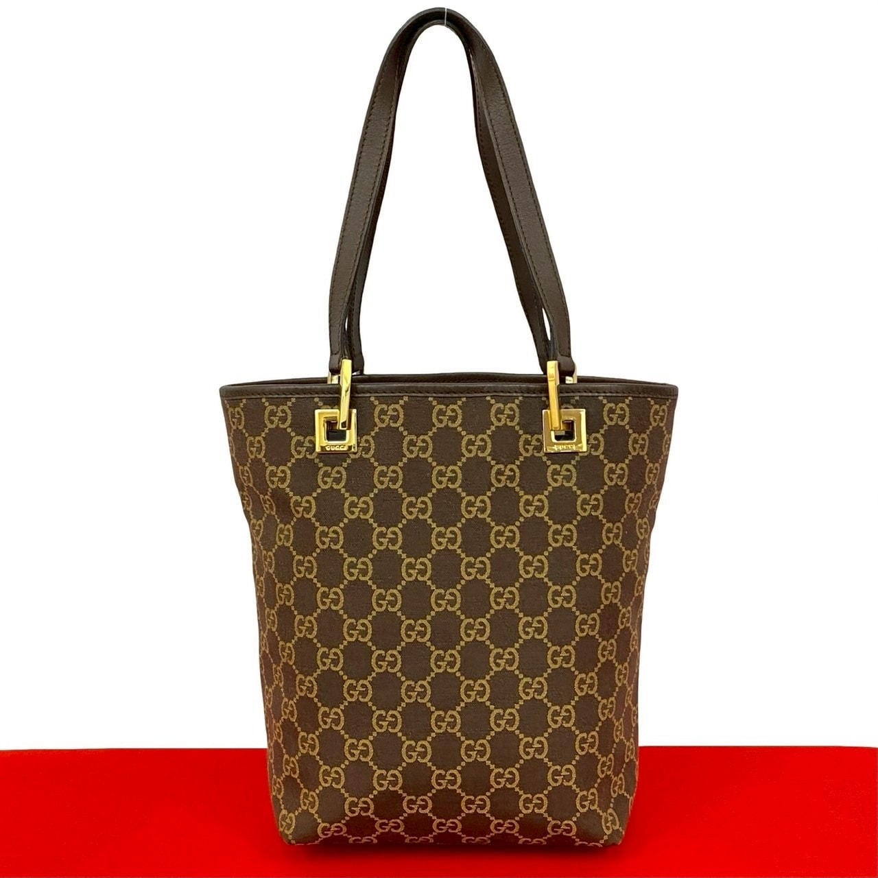 GUCCI グッチ GGキャンバス レザー ハンドバッグ ブラウン
 88803