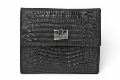 サルヴァトーレフェラガモ 財布/三つ折 Salvatore Ferragamo 折財布 クロコ型押し/ブラック IR-221210【中古】