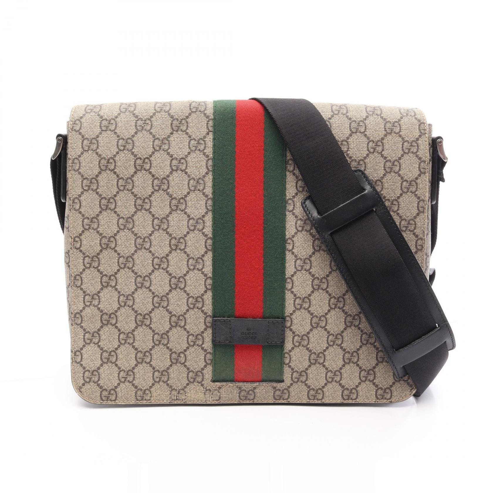 グッチ GUCCI GGスプリーム メッセンジャーバッグ ショルダーバッグ バッグ PVCコーティングキャンバス レザー メンズ レディース ベージュ系 / マルチカラー 475432 【中古】