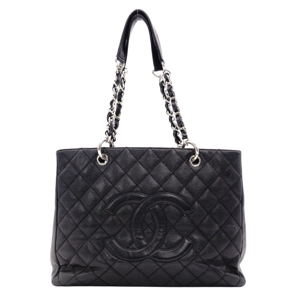 CHANEL GST Matelasse Chain Tote Bag Caviarskin "Black/Silver"