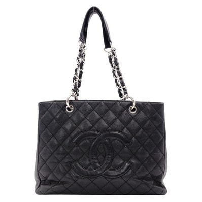CHANEL GST Matelasse Chain Tote Bag Caviarskin "Black/Silver"