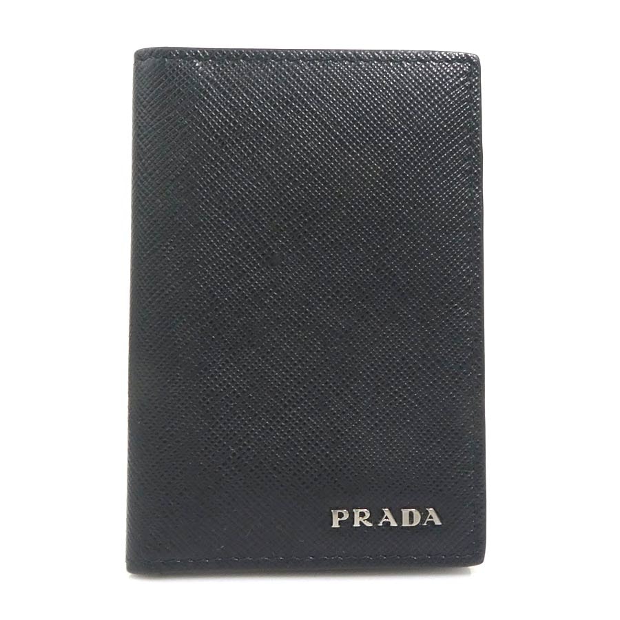 プラダ PRADA カードケース レザー ブラック ユニセックス【中古】 r11365k