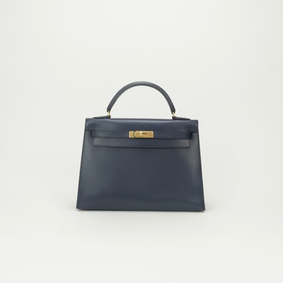 エルメス HERMES ケリー32 バッグ トートバッグ ショルダーバッグ ボックスカーフ ブルー Blue 青 ゴールド金具 ハンドバッグ 2way 外縫い