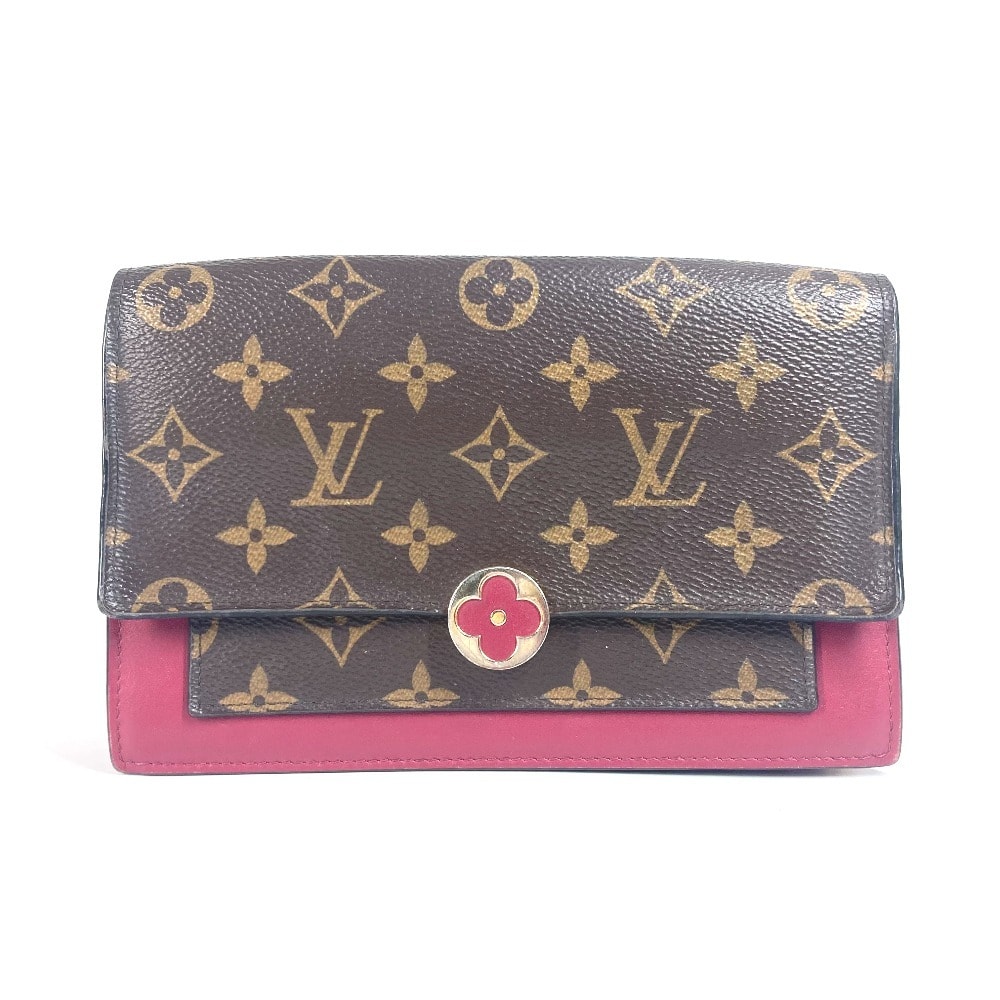 ルイヴィトン LOUIS VUITTON ポルトフォイユ フロール チェーン M69578 モノグラム チェーンウォレット ショルダーバッグ クラッチバッグ 長財布 モノグラムキャンバス フューシャ ブラウン