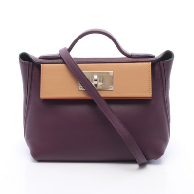 エルメス HERMES 24/24 ヴァンキャトルヴァンキャトル21 ミニ カシス チャイ ブリック 2WAY ハンドバッグ バッグ レザー エバーカラー エバーカラー カシス U刻印(2022年製造) レディース パープル系 / ブラウン系
