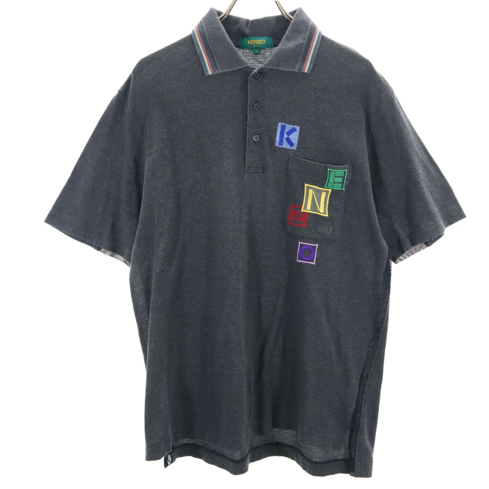 KENZO ケンゾー 90s オールド ゴルフ 半袖 メッシュ切替 ポロシャツ 4 チャコールグレー GOLF