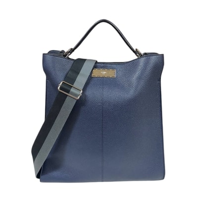 フェンディ ピーカブー エックスライトフィット トートバッグ レザー 7VA447 ネイビー メンズ FENDI 中古