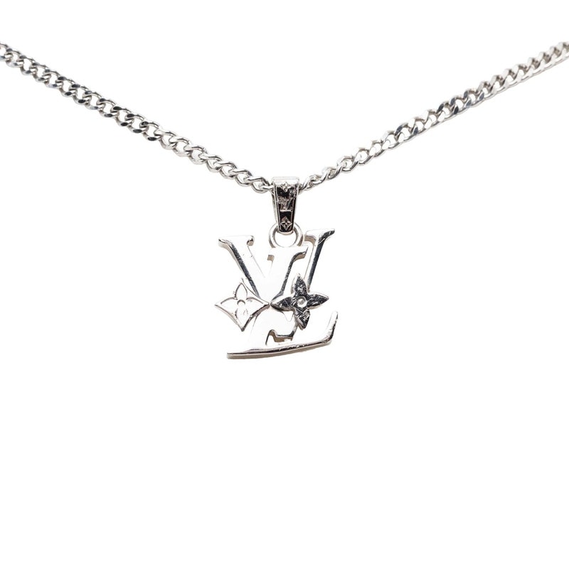 ルイ ヴィトン ペンダント モノグラム ロウ チェーン ネックレス MO2254 シルバー メタル レディース LOUIS VUITTON 【中古】