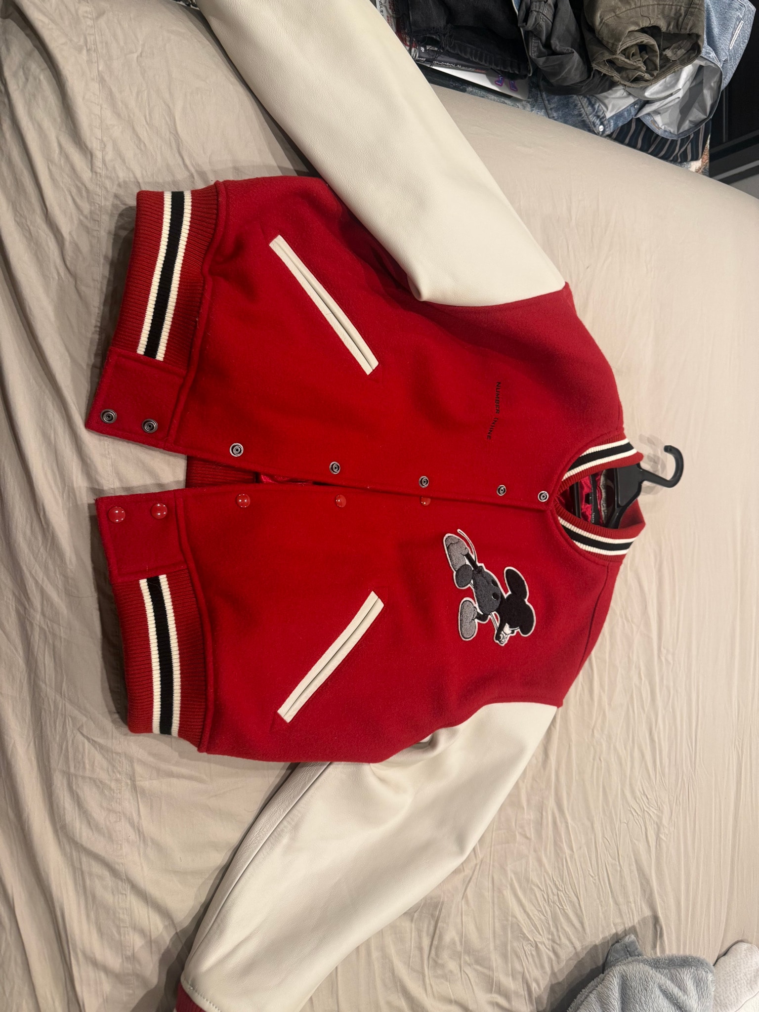 Supreme x Number (N)ine x Mickey Mouse Varsity Jacket "Red"