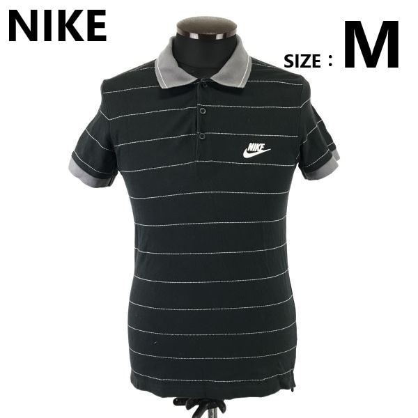 ナイキ/NIKE★半袖ポロシャツ【メンズM/黒×白/black×white】ゴルフ/スポーツ/Tops/Shirts◆sBH957