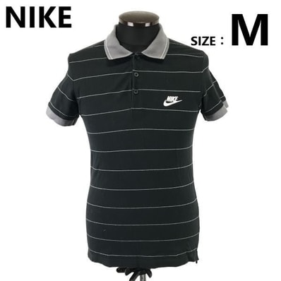 ナイキ/NIKE★半袖ポロシャツ【メンズM/黒×白/black×white】ゴルフ/スポーツ/Tops/Shirts◆sBH957