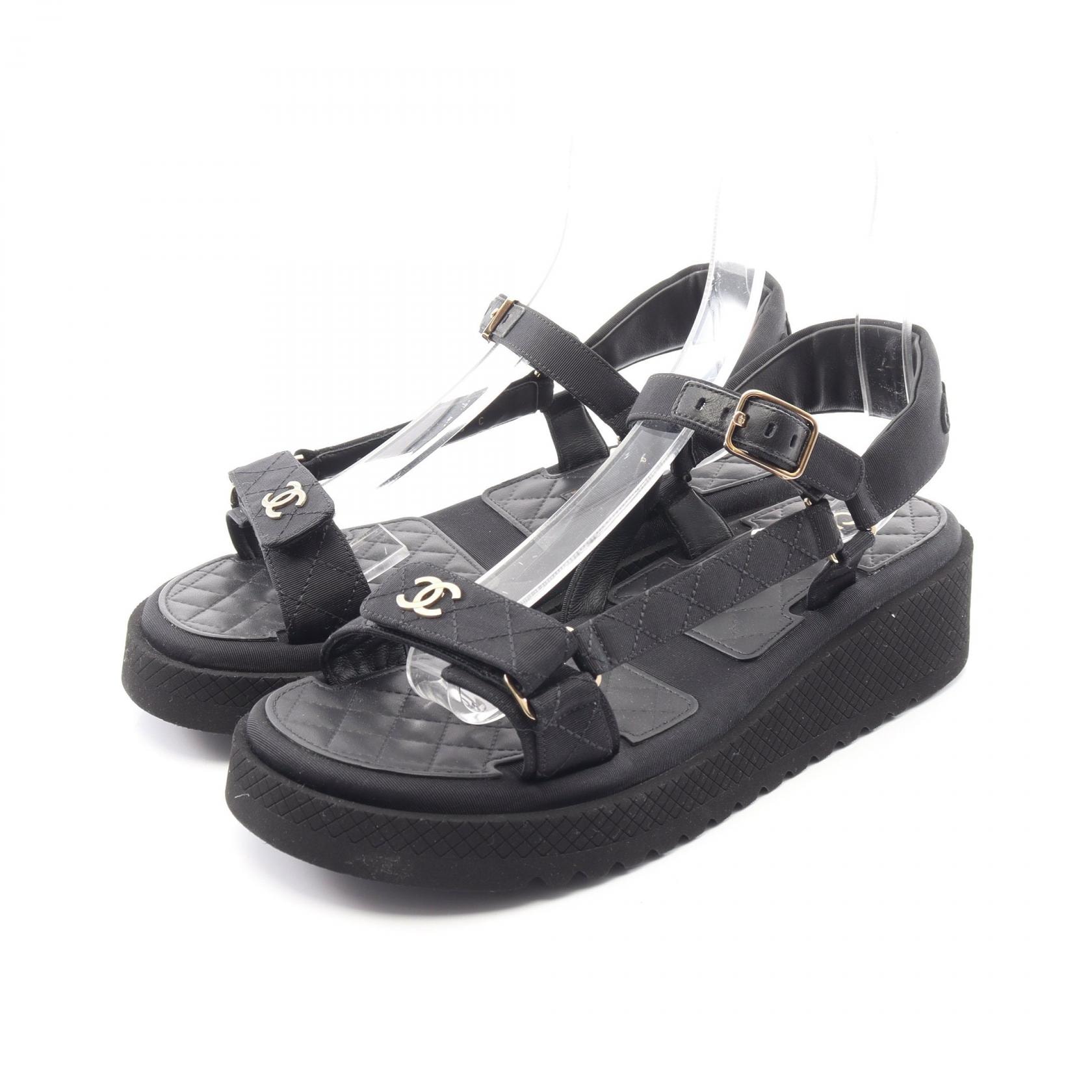 シャネル CHANEL ココマーク サンダル 靴 ファブリック レディース ブラック系 G38880X05912 【中古】
