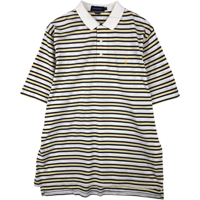 古着 ラルフローレン Ralph Lauren POLO GOLF ポロゴルフ マルチボーダー 半袖 ボーダー ポロシャツ メンズXL相当/eaa620837