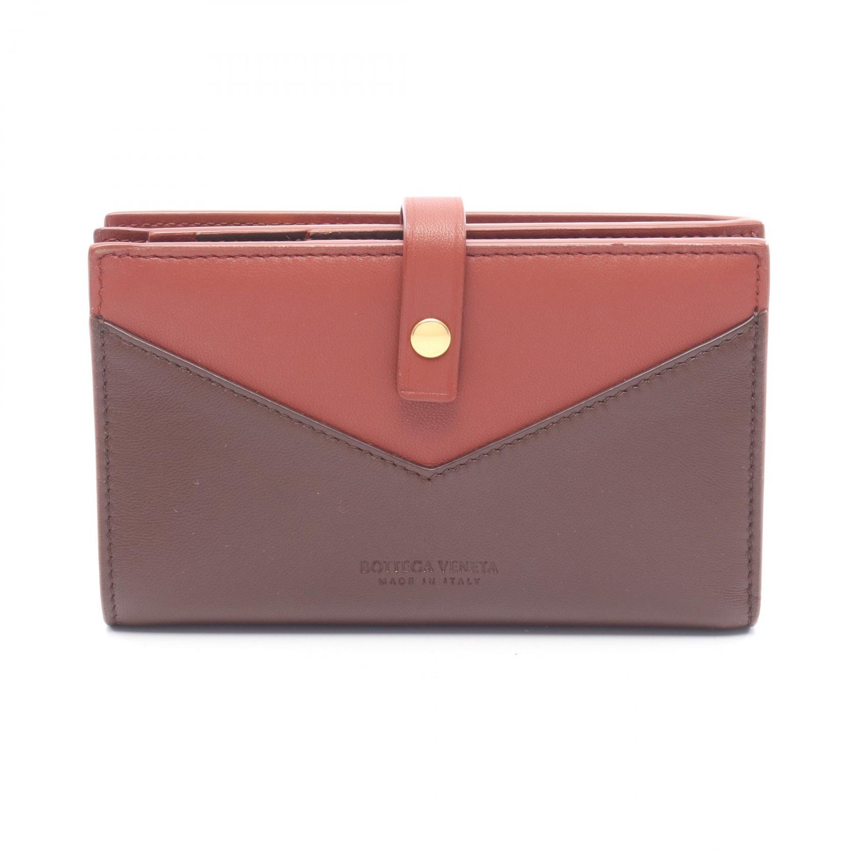 ボッテガヴェネタ BOTTEGA VENETA 二つ折り財布 財布 レザー レディース ボルドー系 / ブラウン系 608263 【中古】