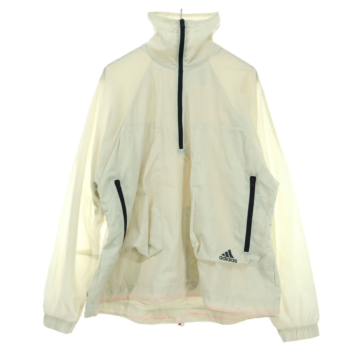 adidas アディダス 長袖 ハーフジップ ナイロンジャケット XL アイボリー