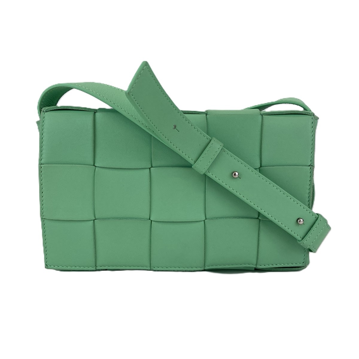 BOTTEGAVENETA ボッテガヴェネタ マキシイントレチャート カセット クロスボディ ショルダーバッグ レザー グリーン レディース【中古】