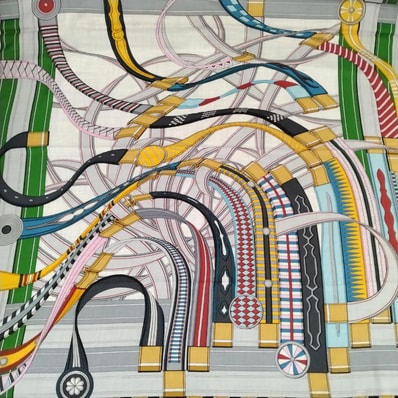 HERMES エルメス カシミア シルク スカーフ カレジュアン140 VOLTES ET PIROUETTES ヴォルト エピルエット 35435