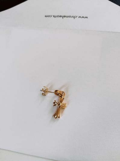 Chrome Hearts 22K CH Cross Baby Fat Earrings "Gold"