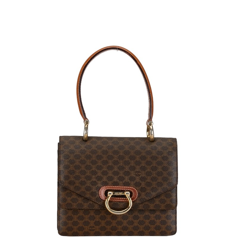 セリーヌ マカダム ハンドバッグ ブラウン PVC レザー レディース CELINE 中古